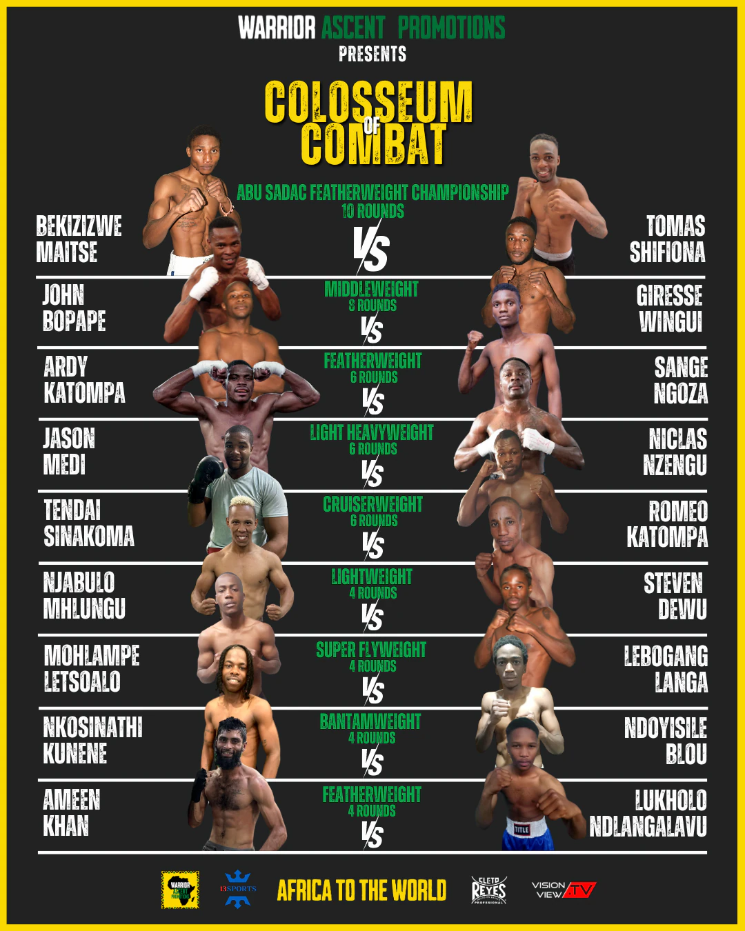 Colosseum of Combat poster for the Alexandra Stadium boxing event.